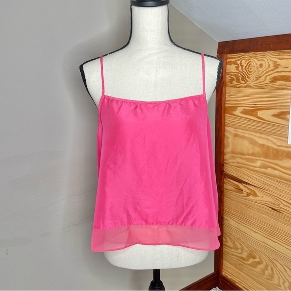 Diane Von Furstenberg DVF Hot Pink Barbie Silk Spaghetti Strap Tank Top Large - Picture 1 of 13